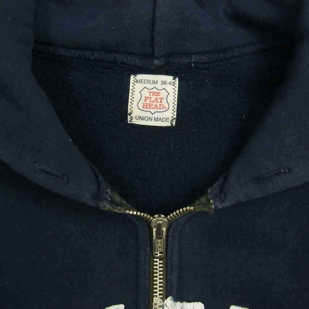 THE FLAT HEAD ザフラットヘッド ハーフジップ スウェット パーカー ネイビー系 M【中古】