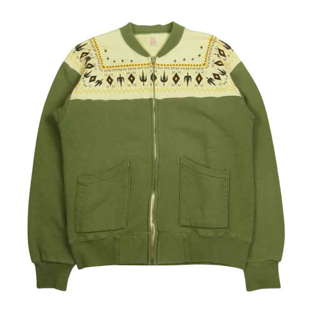 THE FLAT HEAD ザフラットヘッド フルジップ スウェット ジャケット グリーン系 L【中古】
