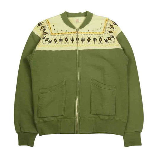 THE FLAT HEAD ザフラットヘッド フルジップ スウェット ジャケット グリーン系 L【中古】