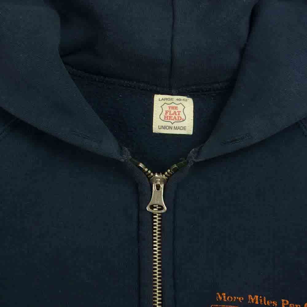 THE FLAT HEAD ザフラットヘッド フルジップ スウェット パーカー ネイビー系 L【中古】