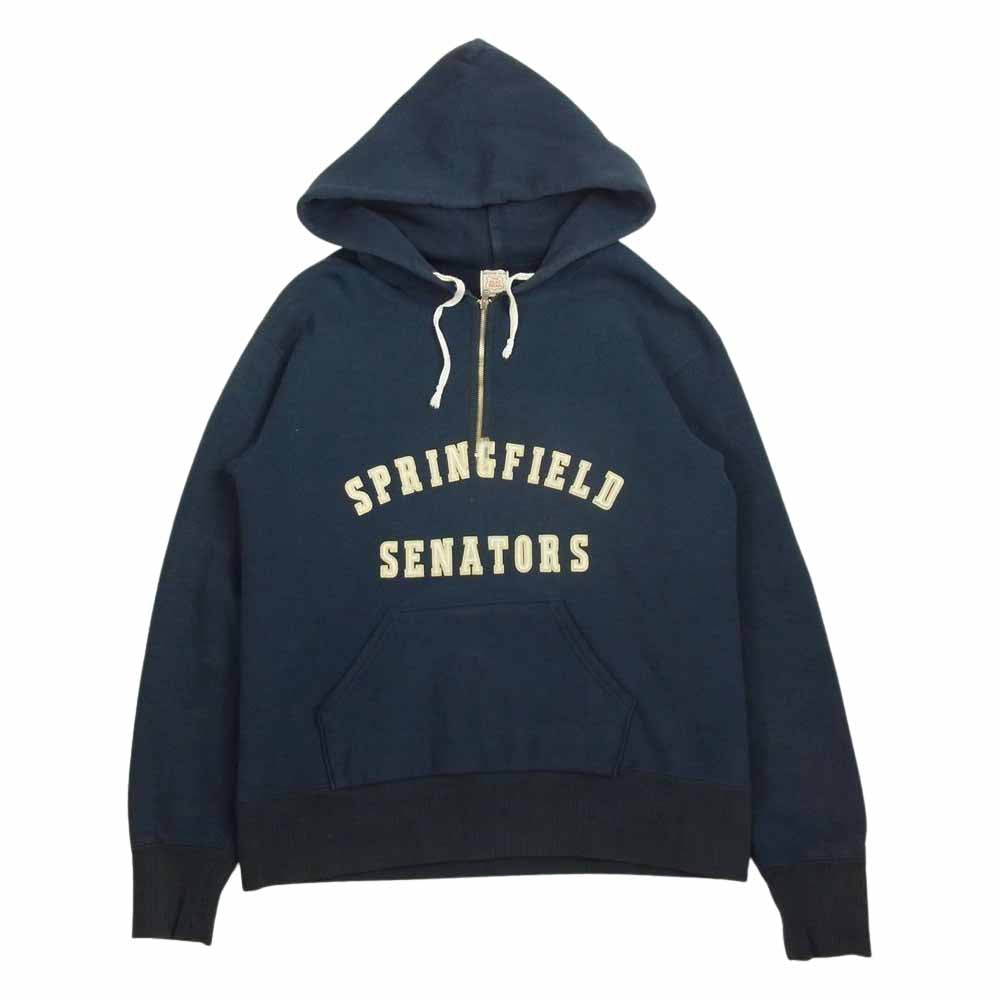 THE FLAT HEAD ザフラットヘッド ハーフジップ スウェット パーカー ネイビー系 M【中古】