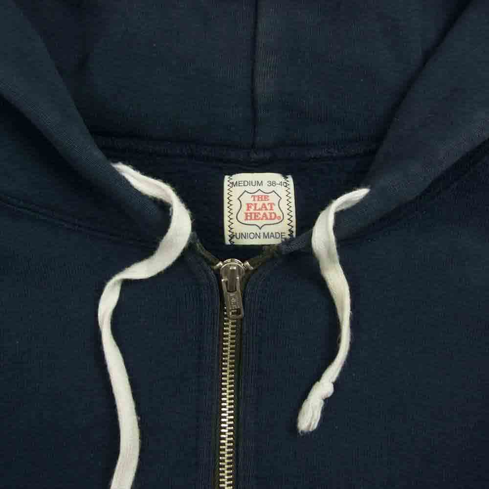 THE FLAT HEAD ザフラットヘッド ハーフジップ スウェット パーカー ネイビー系 M【中古】