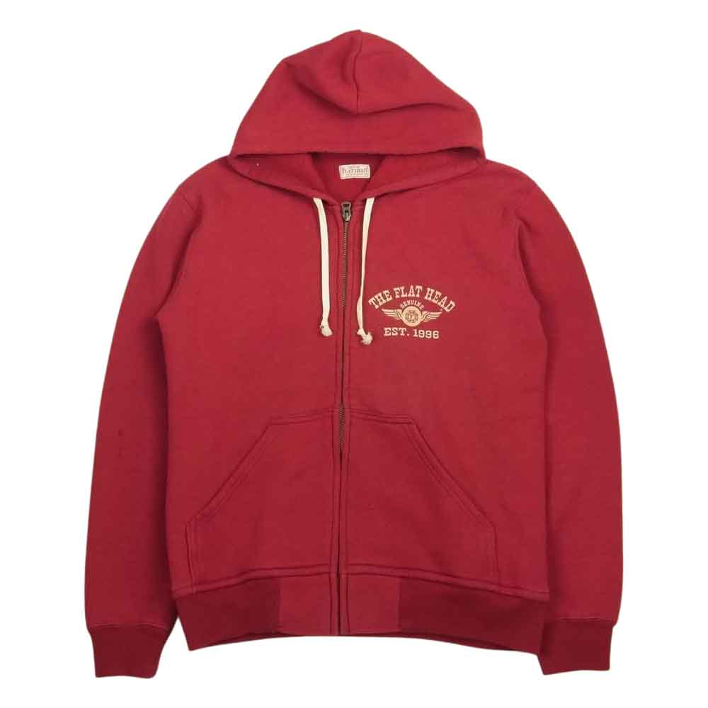 THE FLAT HEAD ザフラットヘッド フルジップ スウェット パーカー レッド系 38【中古】