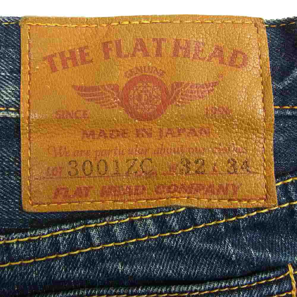 THE FLAT HEAD ザフラットヘッド 3001ZC リアルエイジド加工 ZIPフライ 14.5oz デニム パンツ タイト ストレート インディゴブルー系 32【中古】