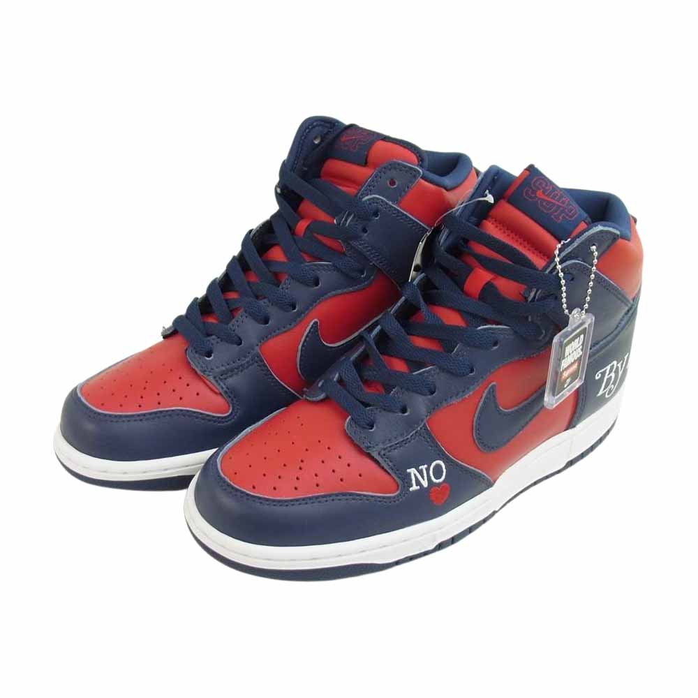 Supreme シュプリーム DN3741-600 国内正規 DN3741-600 NIKE SB DUNK HIGH HI QS By Any Means VARSITY RED MIDNIGHT NAVY ナイキ ダンク ハイ ネイビー系 レッド系 26.5㎝【新古品】【未使用】【中古】