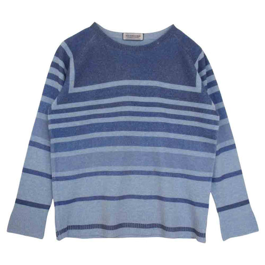 Ron Herman ロンハーマン DENIM デニム カシミア100％ ボーダー ニット カットソー ライトブルー系 S【美品】【中古】