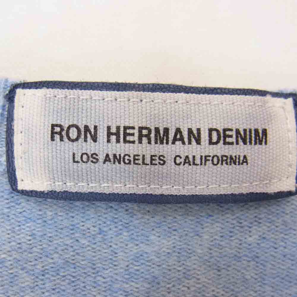 Ron Herman ロンハーマン DENIM デニム カシミア100％ ボーダー ニット カットソー ライトブルー系 S【美品】【中古】