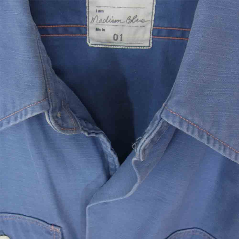 MADISON BLUE マディソンブルー コットン 長袖 ワーク シャツ ライトブルー系 S【中古】