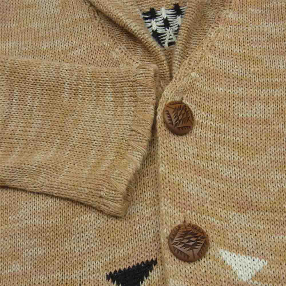 Ron Herman ロンハーマン ショールカラー リネン混 ウッドボタン ニット カーディガン 日本製 ブラウン系 M【中古】