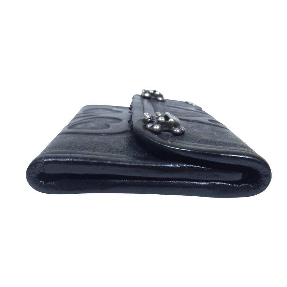 BILL WALL LEATHER ビルウォールレザー トライバル スカル レザー ウォレット ブラック系【中古】