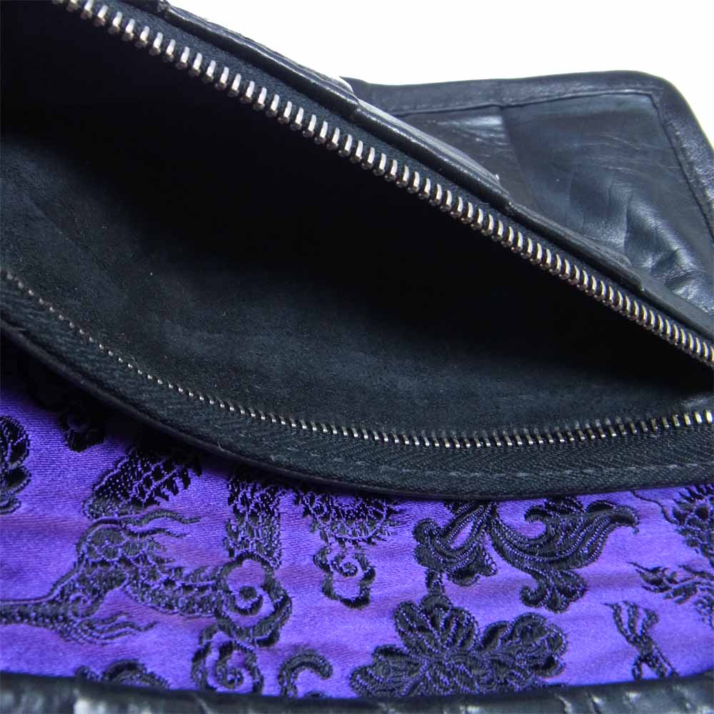 BILL WALL LEATHER ビルウォールレザー トライバル スカル レザー ウォレット ブラック系【中古】