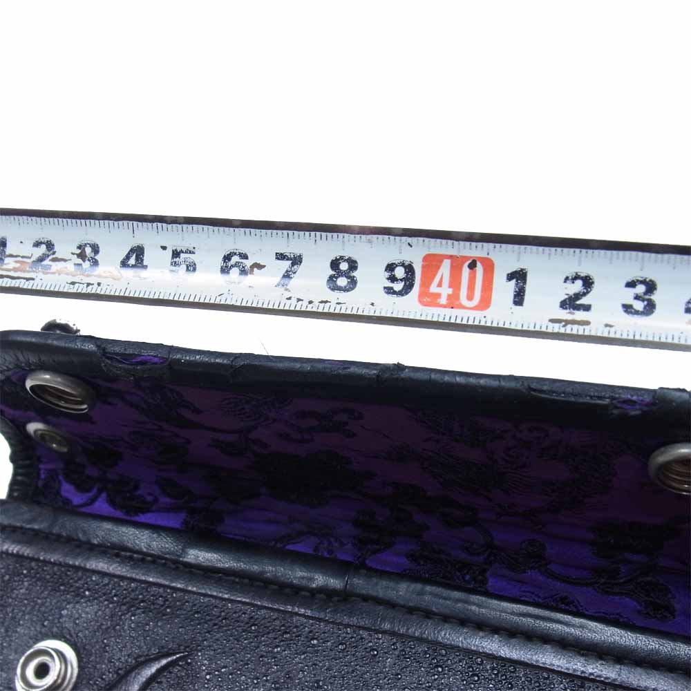 BILL WALL LEATHER ビルウォールレザー トライバル スカル レザー ウォレット ブラック系【中古】