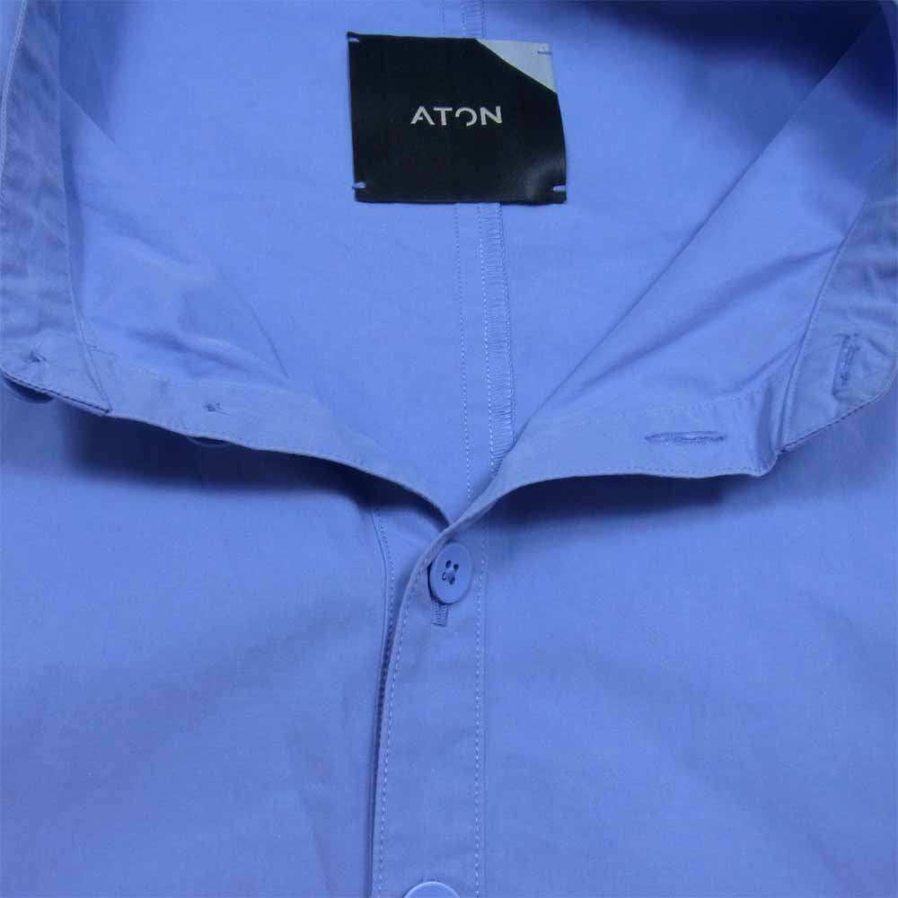エイトン SUVIN BROAD BAND COLLAR SHIRT バンドカラー シャツ ライトブルー系 6【中古】