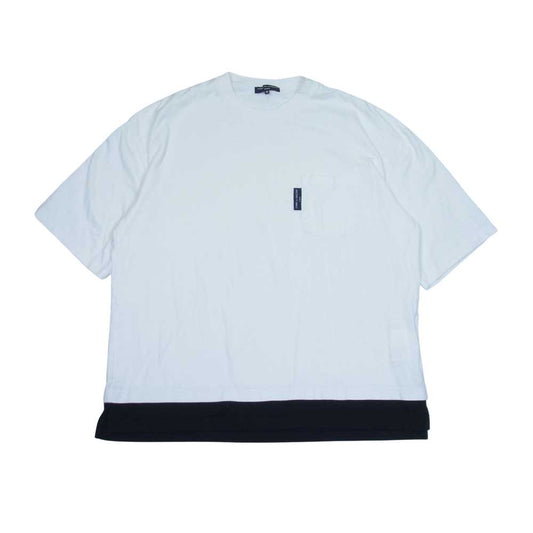 COMME des GARCONS HOMME コムデギャルソンオム 21SS HG-T024 SWITCH T-SHIRT コットン天竺 切替 ポケット Tシャツ ホワイト系 M【中古】