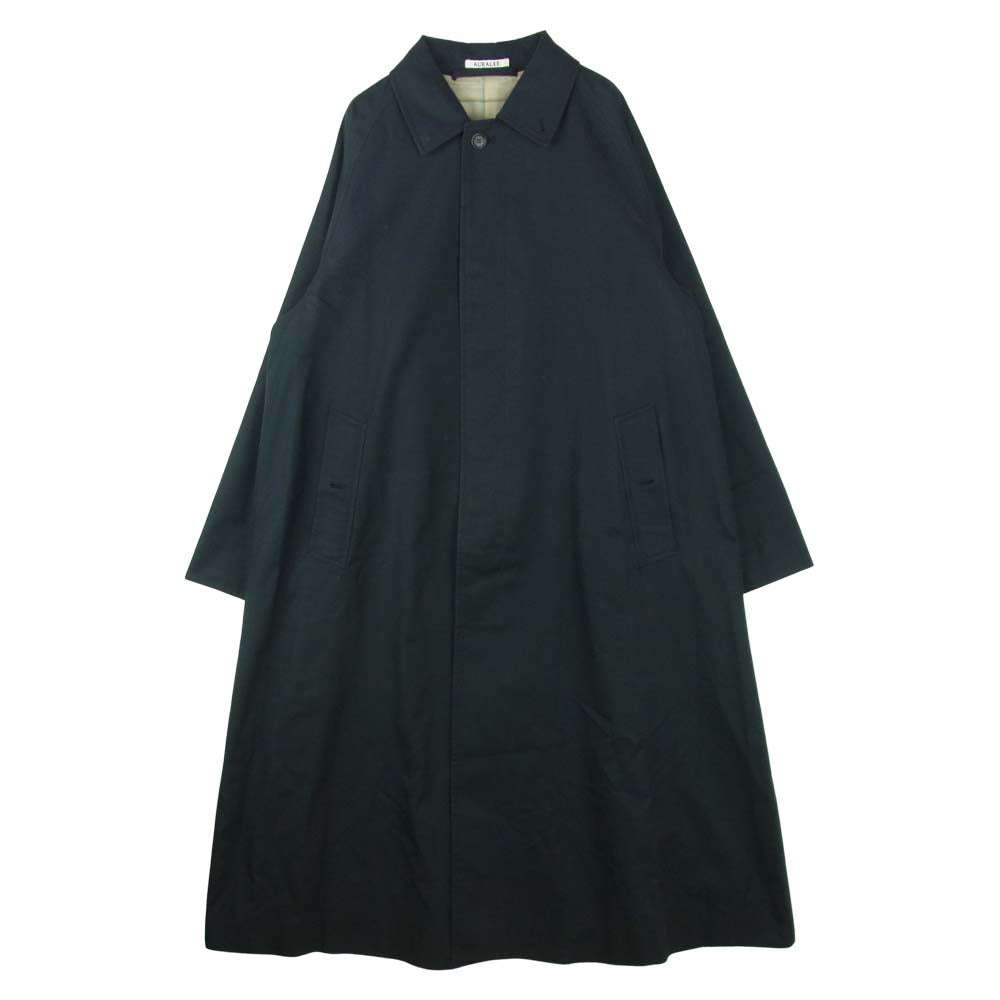 AURALEE オーラリー 20SS A20SC01MS COTTON SILK GABARDINE LONG SOUTIEN COLLAR COAT コットン シルク ギャバジン ロング ステンカラー コート ブラック系 4【中古】