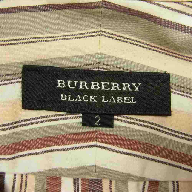 BURBERRY BLACK LABEL バーバリーブラックレーベル BMW14-401-44 ロゴ刺繍 マルチカラー ストライプ 長袖 シャツ マルチカラー系 2【中古】