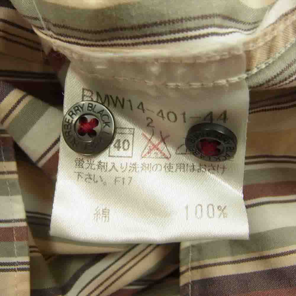 BURBERRY BLACK LABEL バーバリーブラックレーベル BMW14-401-44 ロゴ刺繍 マルチカラー ストライプ 長袖 シャツ マルチカラー系 2【中古】