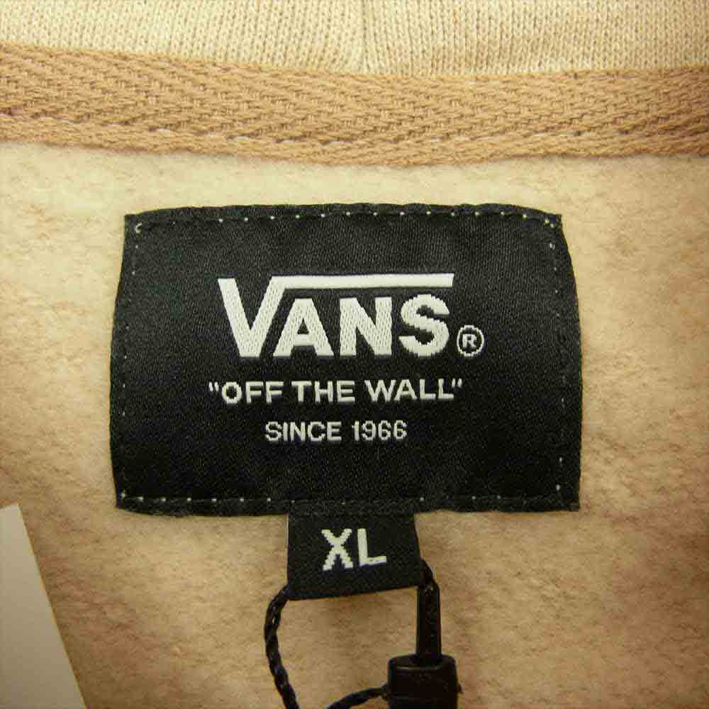 VANS バンズ SK8 SKULL HOODIE スケート スカル 袖プリント バックプリント フーディー プルオーバー ベージュ系 XL【極上美品】【中古】