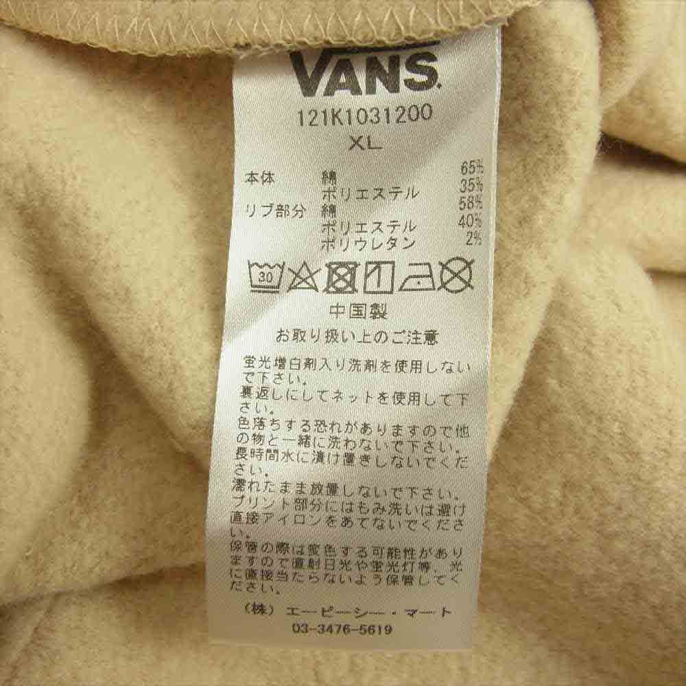VANS バンズ SK8 SKULL HOODIE スケート スカル 袖プリント バックプリント フーディー プルオーバー ベージュ系 XL【極上美品】【中古】