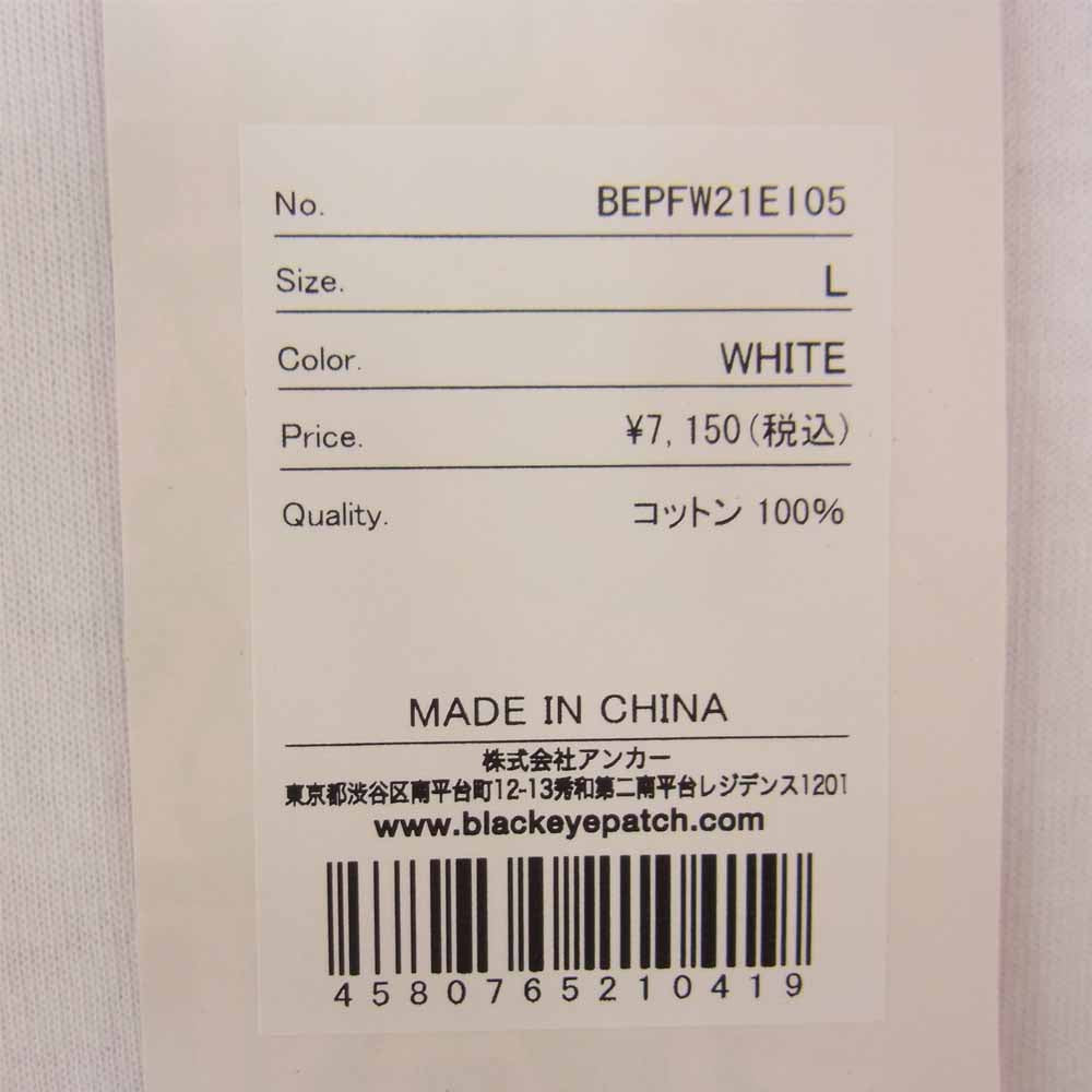 ブラックアイパッチ BEPFW21EI05 × Shunpike Shiga Teeプリント ポケット Tシャツ ホワイト系 L【新古品】【未使用】【中古】