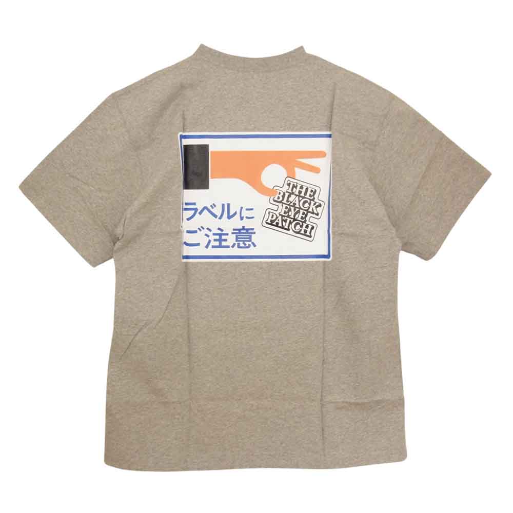 ブラックアイパッチ BEPSS21E06 LABEL CAUTION TEE ラベルに注意 Tシャツ グレー系 L【新古品】【未使用】【中古】