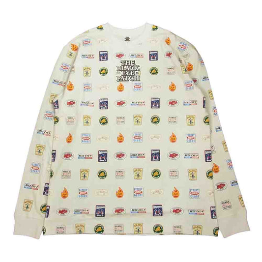 ブラックアイパッチ BEPSS22TE07 LOGOS L/S TEE ロゴ 長袖 Tシャツ ホワイト系 M【新古品】【未使用】【中古】