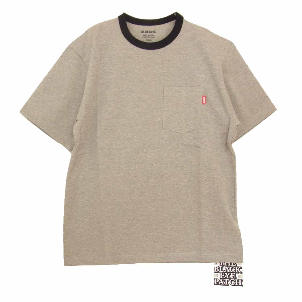 ブラックアイパッチ BEPFW21TE03 HANDLE WITH CARE POCKET TEE  取扱注意 ポケット Tシャツ グレー系 M【新古品】【未使用】【中古】