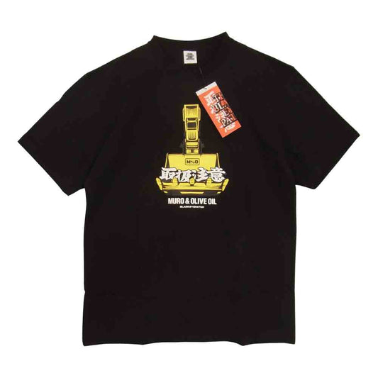 ブラックアイパッチ BEPFW21EI02 × MURO & OLIVE OIL M%O TEE 取扱注意 プリント Tシャツ ブラック系 L【新古品】【未使用】【中古】