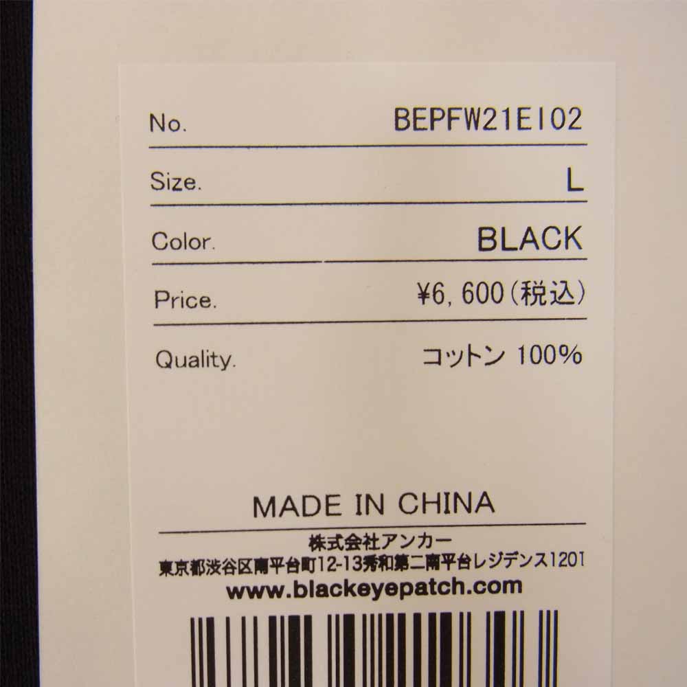 ブラックアイパッチ BEPFW21EI02 × MURO & OLIVE OIL M%O TEE 取扱注意 プリント Tシャツ ブラック系 L【新古品】【未使用】【中古】