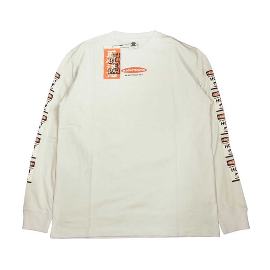 ブラックアイパッチ BEPFW20TE07 DANGER HOT LABEL L/S TEE ロゴ 長袖 ロングスリーブ Tシャツ ホワイト系 S【新古品】【未使用】【中古】