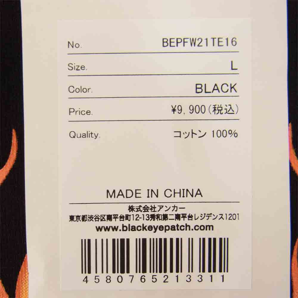 ブラックアイパッチ BEPFW21TE16 FLAMES LAYERED L/S TEE フレームレイヤード Tシャツ  ブラック系 L【新古品】【未使用】【中古】