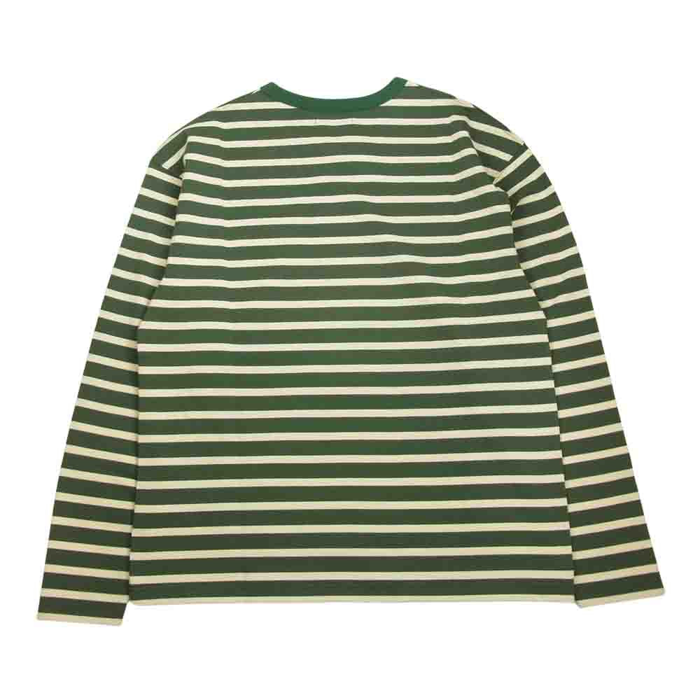 ブラックアイパッチ OG Label Bordered Long-Sleeve Tee ボーダー 長袖 Tシャツ グリーン系 ホワイト系 M【新古品】【未使用】【中古】