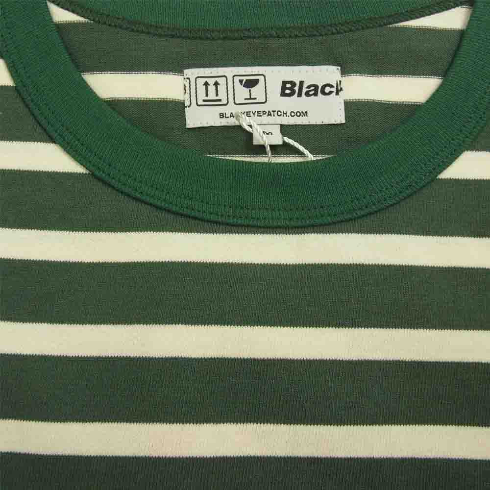ブラックアイパッチ OG Label Bordered Long-Sleeve Tee ボーダー 長袖 Tシャツ グリーン系 ホワイト系 M【新古品】【未使用】【中古】