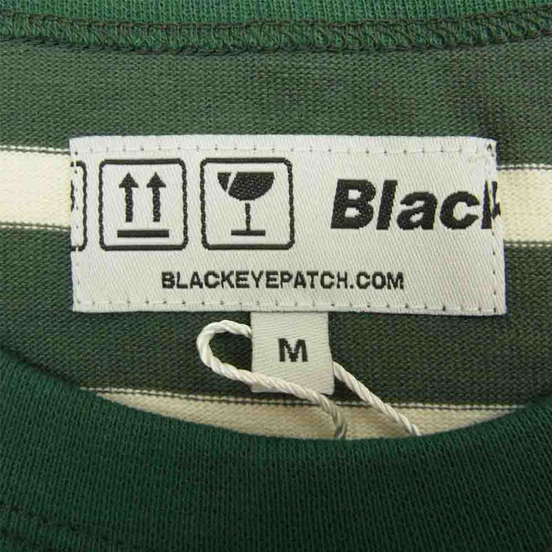ブラックアイパッチ OG Label Bordered Long-Sleeve Tee ボーダー 長袖 Tシャツ グリーン系 ホワイト系 M【新古品】【未使用】【中古】