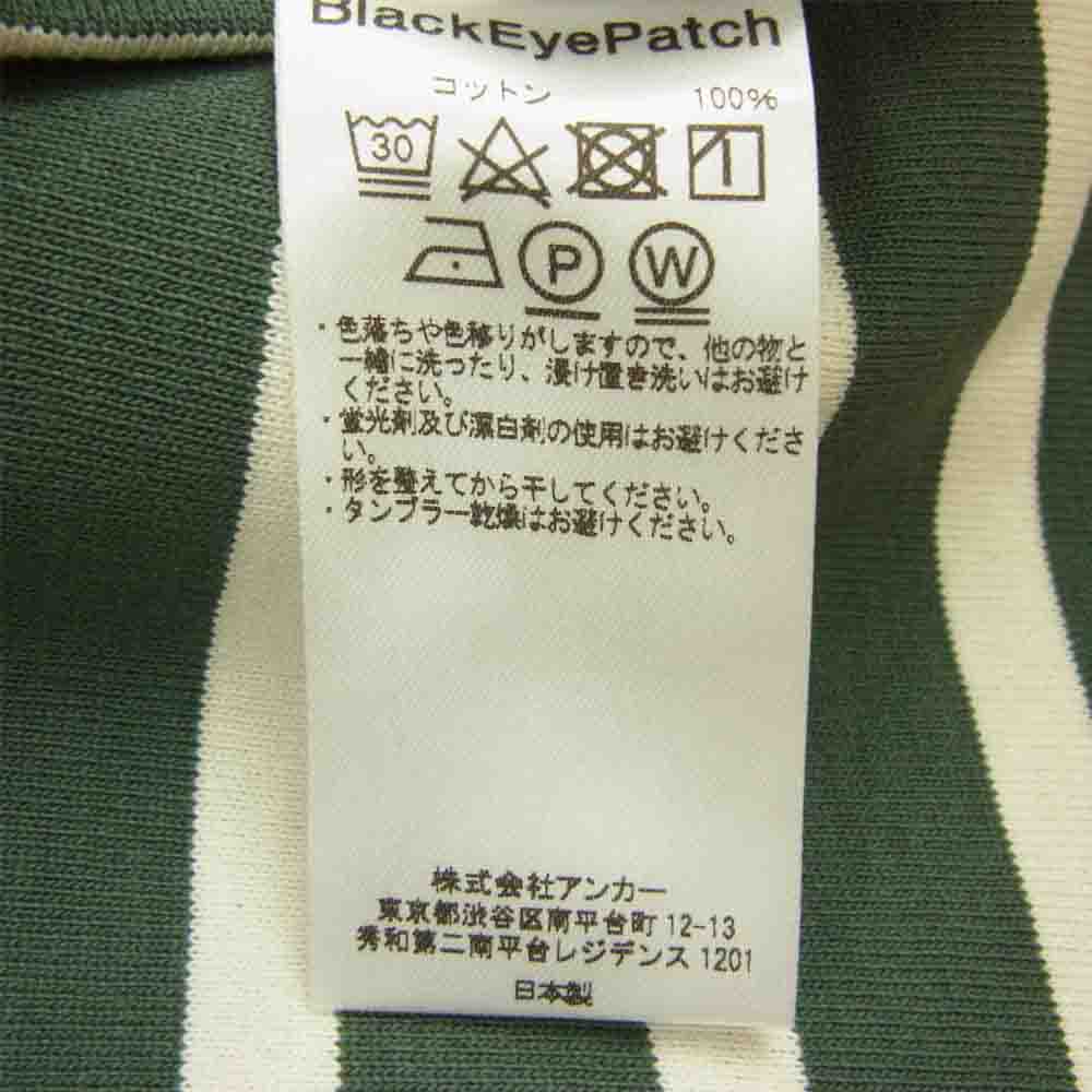 ブラックアイパッチ OG Label Bordered Long-Sleeve Tee ボーダー 長袖 Tシャツ グリーン系 ホワイト系 M【新古品】【未使用】【中古】