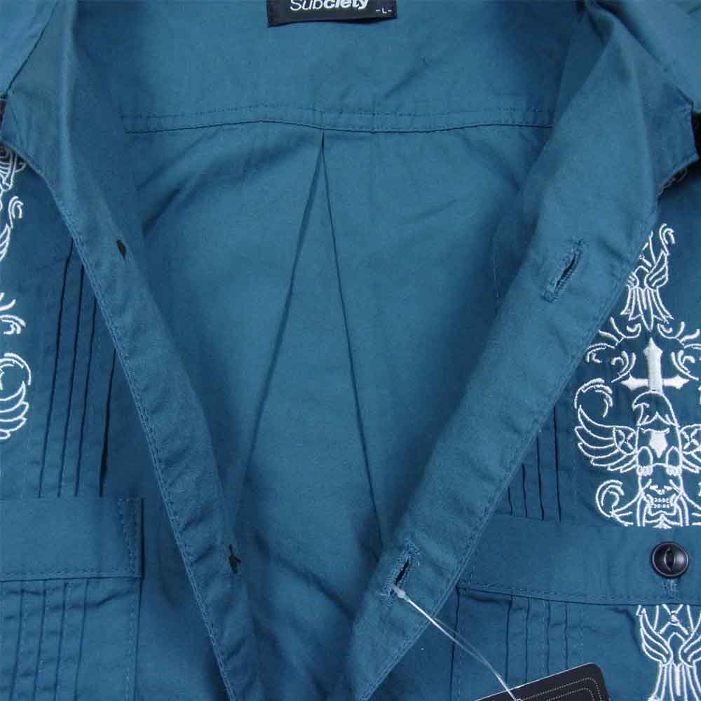 Subciety サブサエティ キューバ オープン カラー シャツ グリーン系 L【中古】