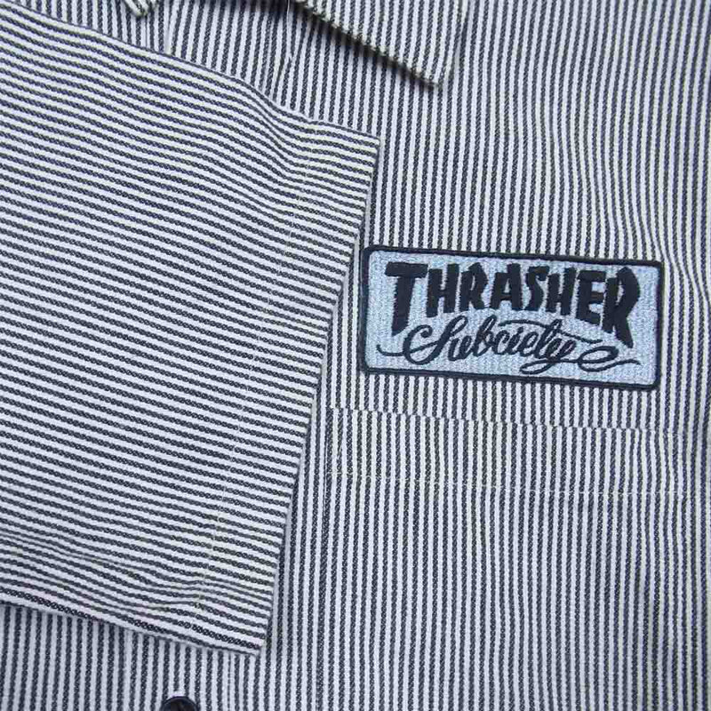 Subciety サブサエティ × THRASHER スラッシャー 半袖 ワーク シャツ ブラック系 M【中古】