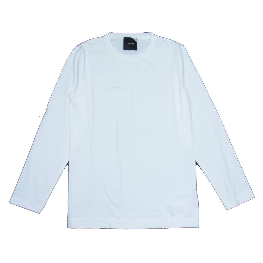 エイトン 日本製 コットン ロング スリーブ カットソー ホワイト系 2【美品】【中古】