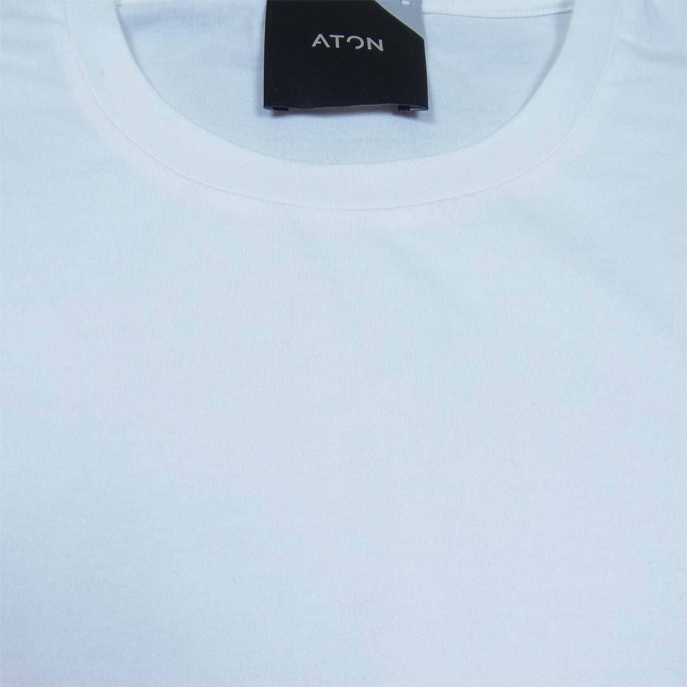 エイトン 日本製 コットン ロング スリーブ カットソー ホワイト系 2【美品】【中古】