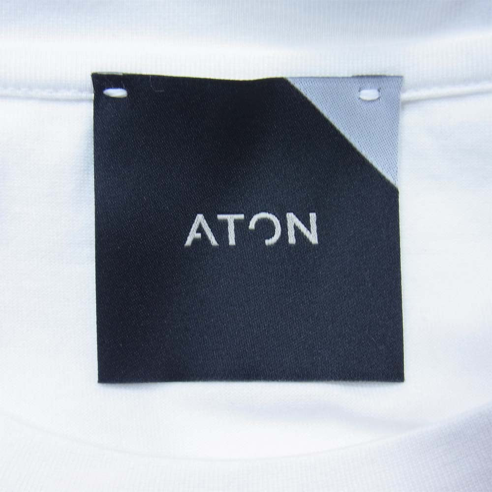 エイトン 日本製 コットン ロング スリーブ カットソー ホワイト系 2【美品】【中古】