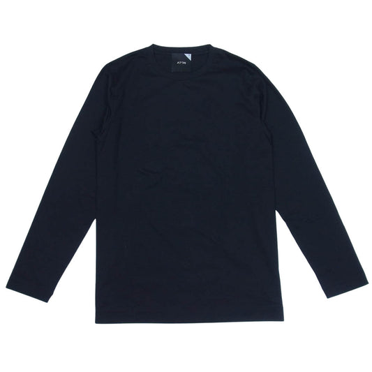 エイトン 日本製 コットン ロング スリーブ カットソー ブラック系 2【美品】【中古】