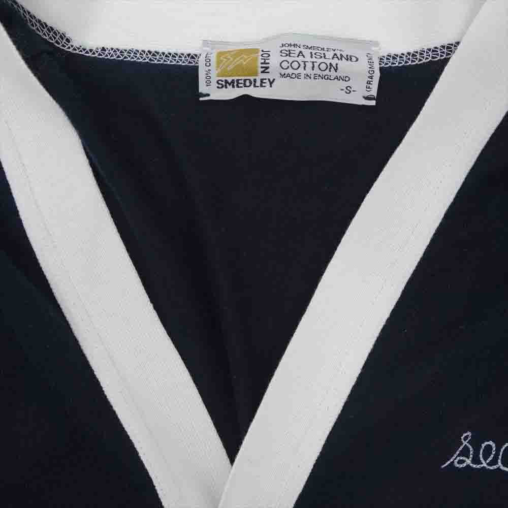 JOHN SMEDLEY ジョンスメドレー FRGMT JS CA-S FRAGMENT DESIGN x SEQUEL Vネック カーディガン ネイビー ネイビー系 S【新古品】【未使用】【中古】