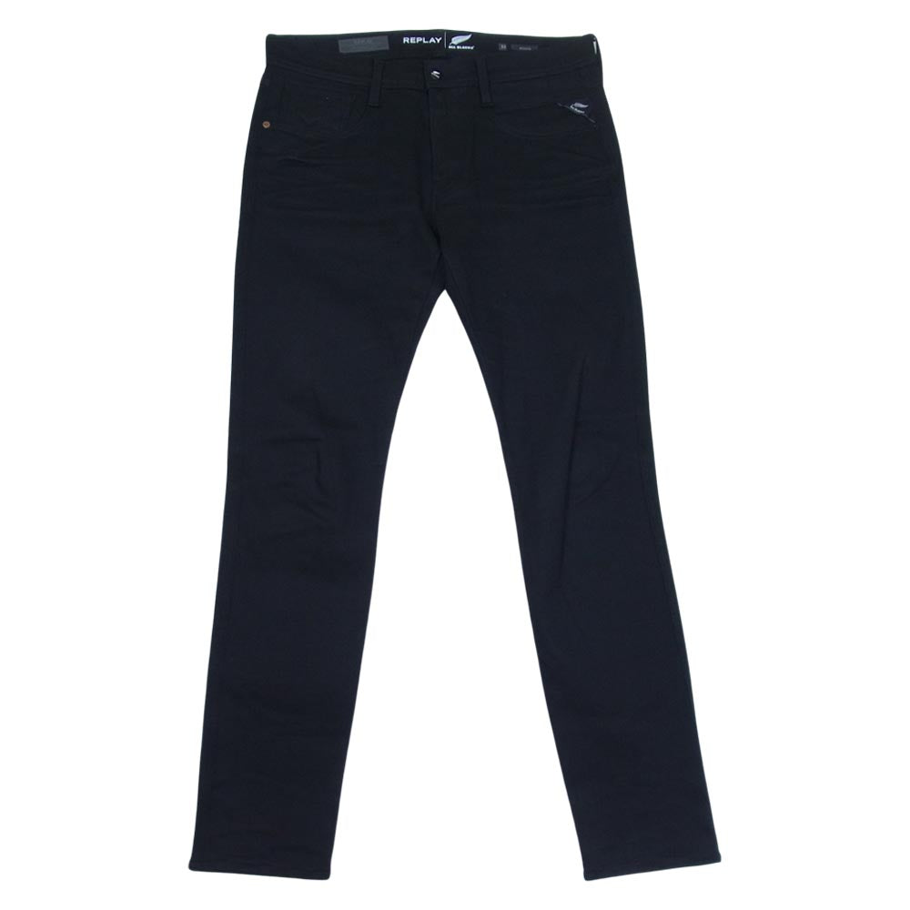 リプレイ ALL BLACKS ANBASS ストレッチ スキニー ブラック デニム ブラック系 33【中古】