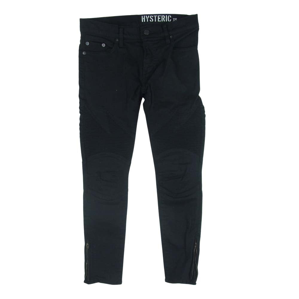 HYSTERIC GLAMOUR ヒステリックグラマー 0153AP10 ISKOツイル 九分丈 バイカー パンツ レディース 日本製 ブラック系 XS【中古】