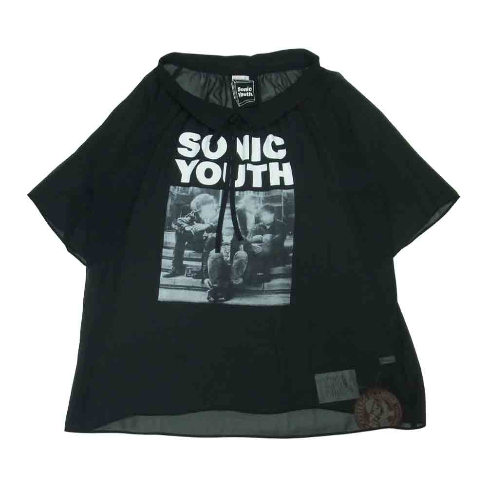 HYSTERIC GLAMOUR ヒステリックグラマー 21SS 01211AH07 SONIC YOUTH HERE WHERE ジャージー ブラウス レディース ブラック系 FREE【新古品】【未使用】【中古】