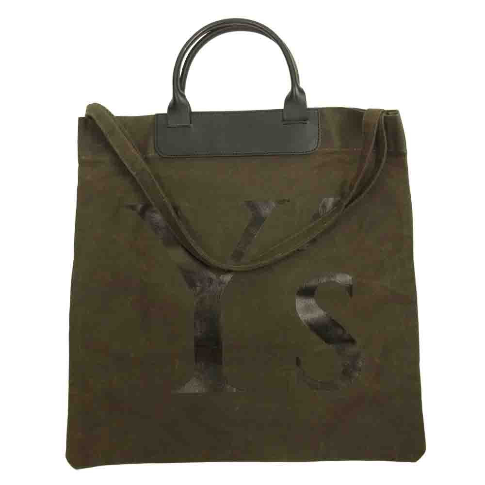 Yohji Yamamoto ヨウジヤマモト Y‘s ワイズ レザー 切替 2WAY ロゴ キャンバス トート バッグ ブラウン系【中古】