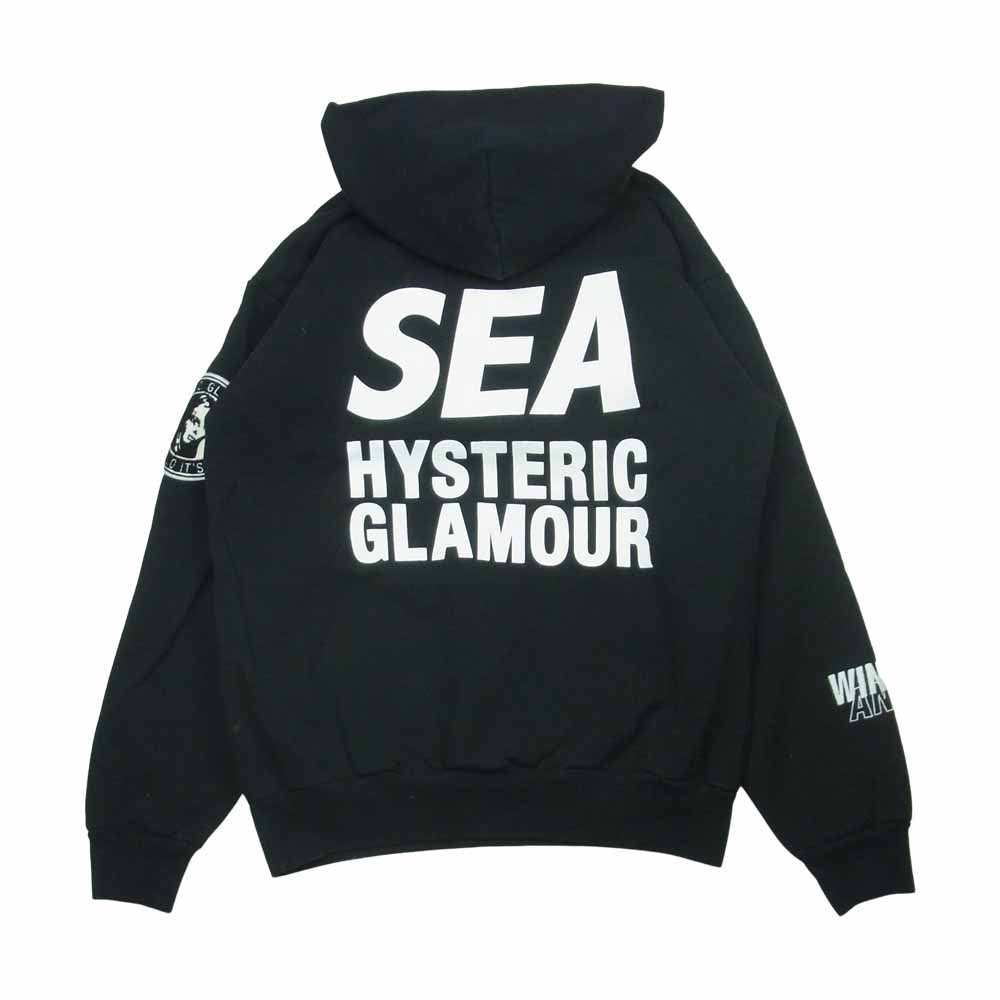 HYSTERIC GLAMOUR ヒステリックグラマー 20AW WDS-HYS-02 × WIND AND SEA ウィンダンシー HOODIE フーディー パーカー ブラック系 M【中古】