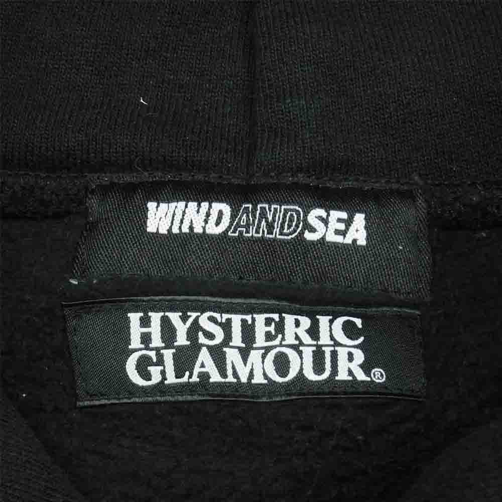 HYSTERIC GLAMOUR ヒステリックグラマー 20AW WDS-HYS-02 × WIND AND SEA ウィンダンシー HOODIE フーディー パーカー ブラック系 M【中古】