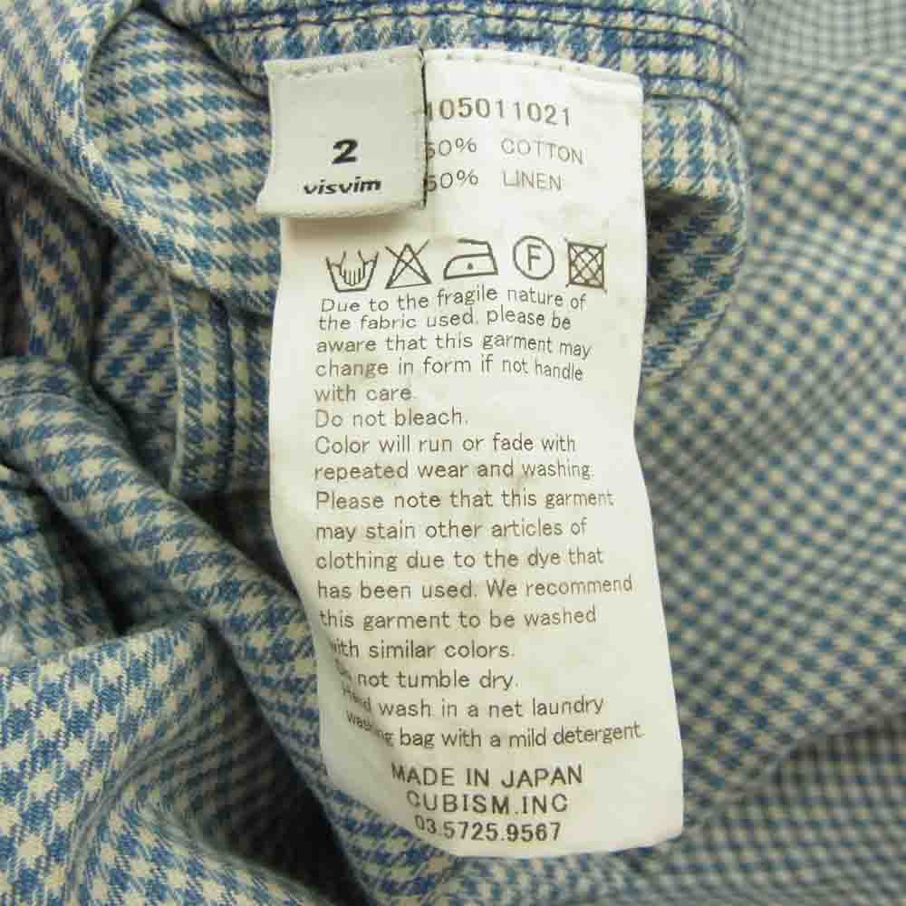 VISVIM ビズビム 14SS 0114105011021 LONG RIDER INDIGO CHECK SHIRT L/S. ロング ライダー インディゴ チェック 長袖 シャツ ブルー系 S【中古】