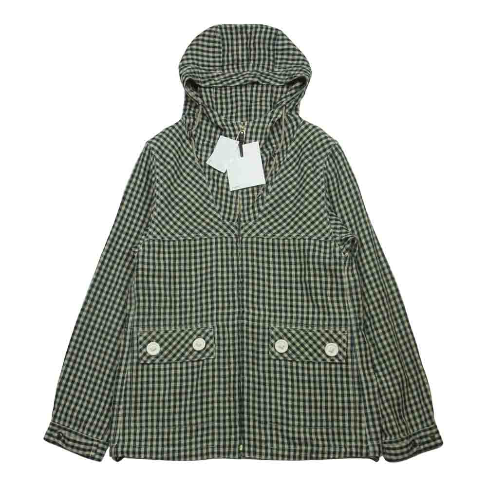 VISVIM ビズビム 12SS 0112105013029 CURSO PARKA リネン ヘンプ チェック フード パーカー ジャケット ベージュ系 ダークグリーン系 2【中古】